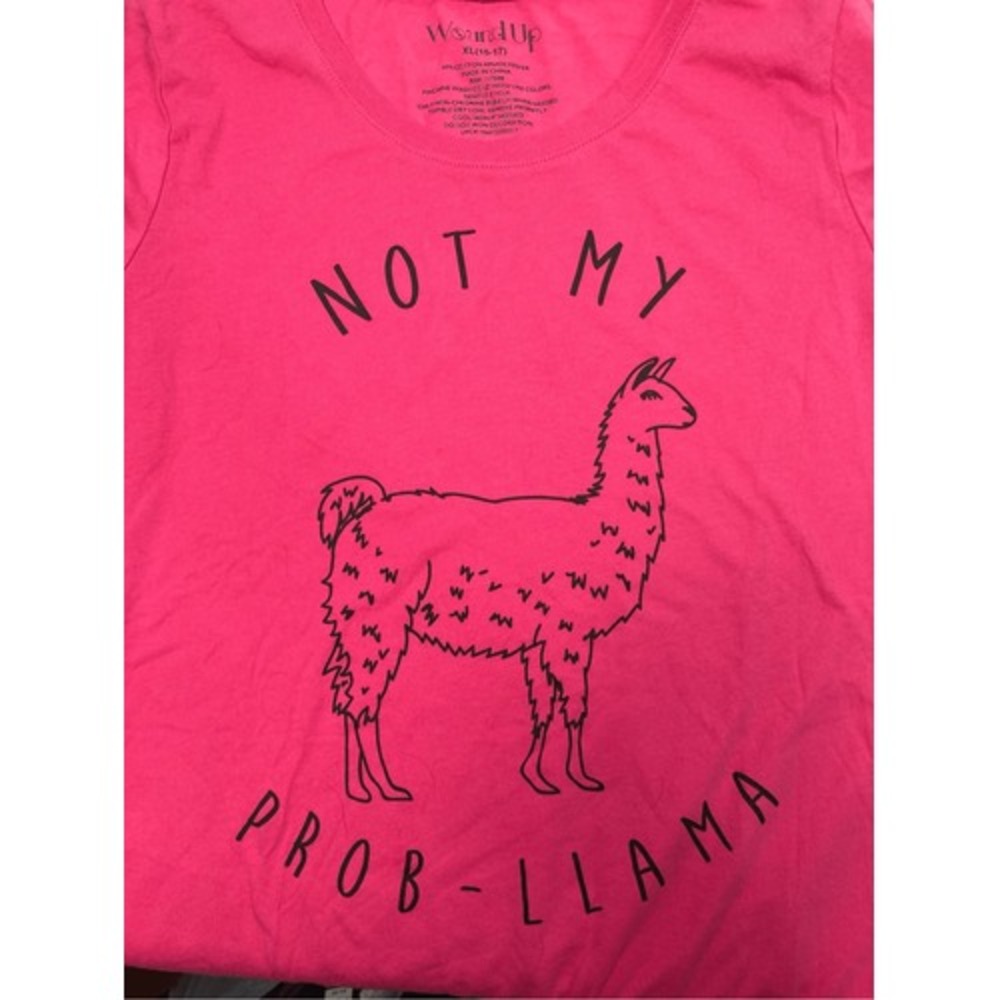 Not My Prob-Llama Tee by Wound Up, Hot Pink XL - Picture 5 of 7